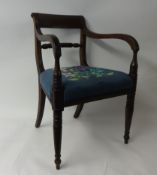 A set of eight 19th century mahogany framed dining chairs with brass inlay, rope twist back rail and