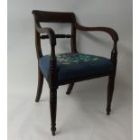 A set of eight 19th century mahogany framed dining chairs with brass inlay, rope twist back rail and