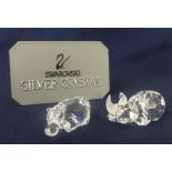 Swarovski Crystal Glass, small rhino and small hippo