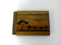 Olive wood 'Nazareth' album with flowers and 'Views of the Holyland, Souvenir of British