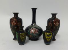 Collection of five small cloisonné vases, 20cm.