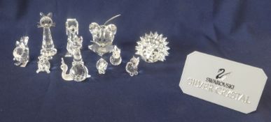 Swarovski Crystal Glass, large collection of small swarovski including mice, snail, rabbit etc
