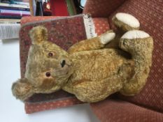 A traditional Teddy Bear, with hump back, glass eyes, circa 1920/30's, (same owner for over 70
