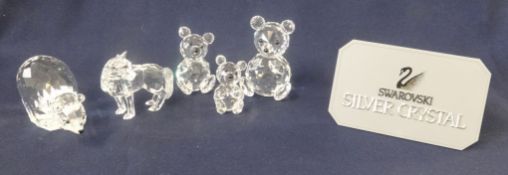 Swarovski Crystal Glass, collection of three bears, wolf and polar bear, unboxed (3).