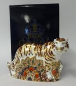 Royal Crown Derby Paperweight 'Bengal Tiger' with gold stopper, boxed.
