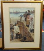 A print after Walter Langley 'Between The Tides', framed.
