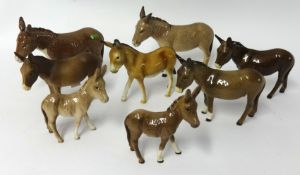 Collection of Beswick donkeys, tallest 14cm (18)