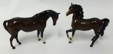 Two Beswick horses (one horse cantering), 17cm