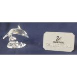 Swarovski Crystal Glass, Silver Crystal, dolphin (repaired), boxed,