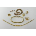 Various 9ct gold and other not hallmarked jewellery including a bracelet and necklaces