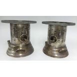 Pair of silver plated table spirit burners.