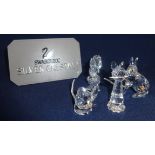Swarovski Crystal Glass, collection comprising of cat, small squirrel, snow hare and mouse.
