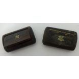 A pair of 19th Century hardwood snuff boxes.