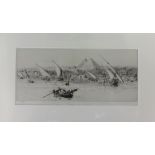 William Lionel Wyllie RA (1851-1931), etching with pencil signature, approx 38cm x 17.5cm,