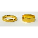 Two 22ct gold wedding bands, approx 11gms.