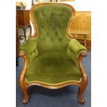Victorian mahogany framed 'Spoonback' arm chair.