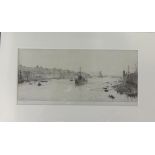 William Lionel Wyllie RA (1851-1931), etching with pencil signature, approx 38cm x 17.5cm,