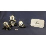 Swarovski Crystal Glass, SCS Edition 'Endangered Species', collection of three pandas, (damage)