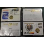 Four albums of coins and stamps of The World.