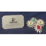 Swarovski Crystal Glass, Renewal flower green, yellow, red and a collector flower yellow (4).