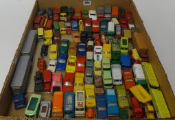 Ninety six play worn and re-painted matchbox and similar toys.