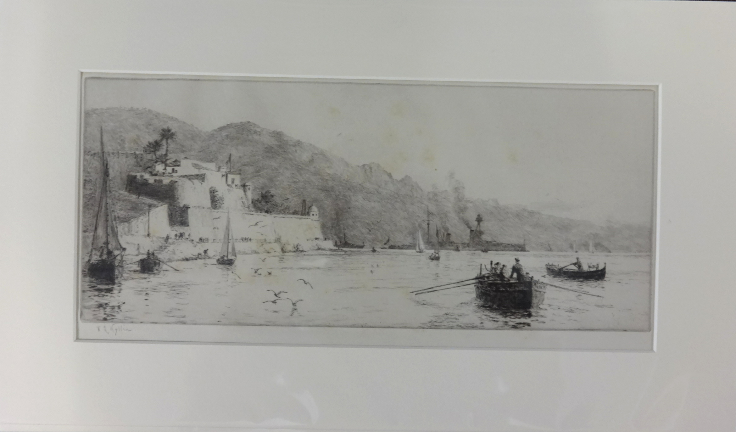 William Lionel Wyllie RA (1851-1931), etching with pencil signature, approx 38cm x 17.5cm,