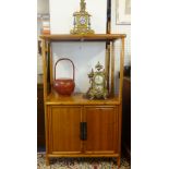 A Chinese pine side unit with upper tier fitted with a cupboard two doors, width 84cm, height 139cm