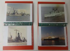 A collection of various mainly modern photographs of naval shipping, in two albums.