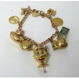 A 9ct gold charm bracelet, approx 54gms.