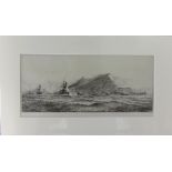 William Lionel Wyllie RA (1851-1931), etching with pencil signature, approx 38cm x 17.5cm,