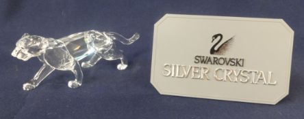 Swarovski Crystal Glass, Silver Crystal, lioness, boxed.