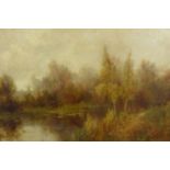 19th Century English school oil on canvas titled 'A Thames backwater' signed David Ash 1902?