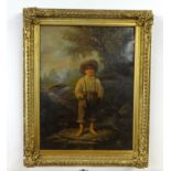 Victorian oligraph 'The Boston Boy' in gilt frame.