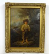 Victorian oligraph 'The Boston Boy' in gilt frame.