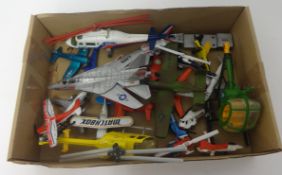 Various Dinky and Corgi play worn models inc Supertoys, also Matchbox and other aircraft.