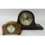 small walnut cased eight day clock also a 'Napolian' hat style mohogany cased clock (2)