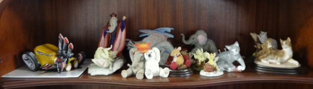 Collection of modern animal ornaments including Border Fine Arts, Country Artist etc also Nao and