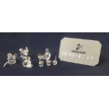 Swarovski Crystal Glass, Silver Crystal collection of one pigeon, elephant, family of