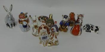 Royal Crown Derby, a collection of fourteen animal paperweights mainly with gold stoppers