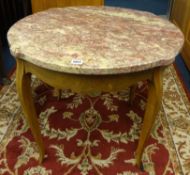 Small round marble top circular table, diameter 67cm.