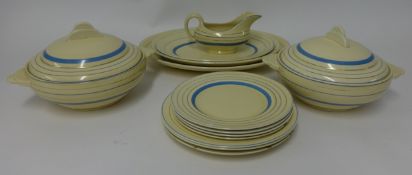 Clarice Cliff, a dinner service with banded design.