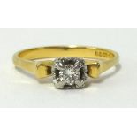 An 18ct diamond solitaire ring, finger size P.