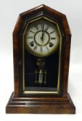 19th Century American mantel clock with rosewood veneered case with eight day movement.