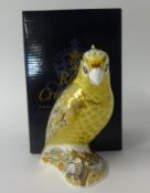 Royal Crown Derby Paperweight 'Citron Cockatoo' with gold stopper, boxed
