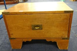 Small pine military style single drawer chest, width 58cm.