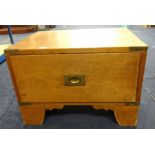 Small pine military style single drawer chest, width 58cm.