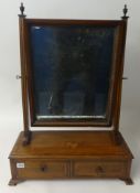 19th Century mahogany dressing table mirror with inlay decoration, fitted with two drawers.