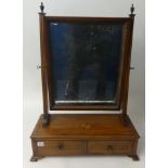 19th Century mahogany dressing table mirror with inlay decoration, fitted with two drawers.