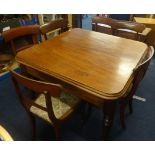 Victorian mahogany dining table and six mahogany framed bar back dining chairs