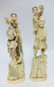 A pair Japanese late 19th/ early 20th century carved ivory figures.